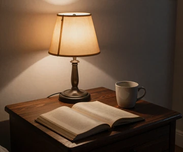 Dim bedside lamp and open book - intimacy anxiety essay