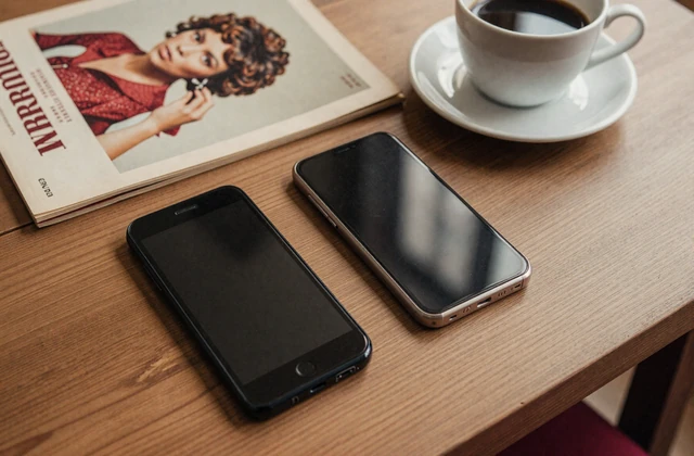 Phones on a desk beside a magazine - niche dating vs mainstream apps